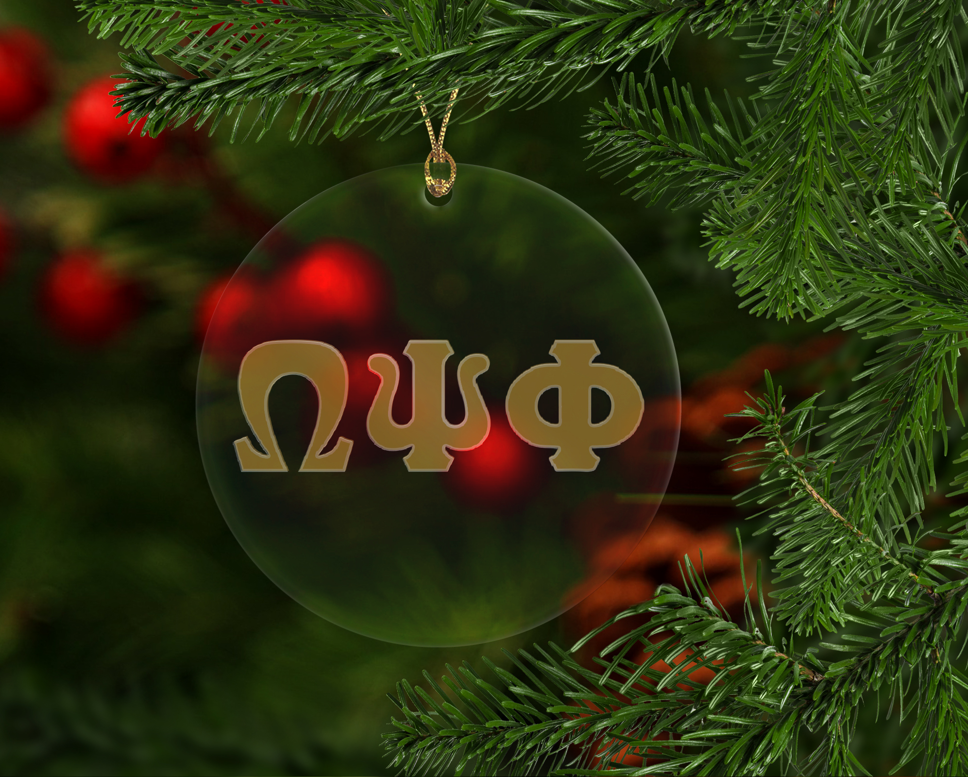 Omega Psi Phi Fraternity Set of 2 Glass Ornaments